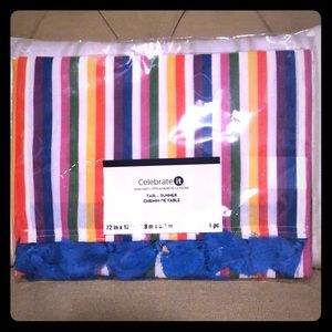 Colorful Striped Table Runner with tassel accents
